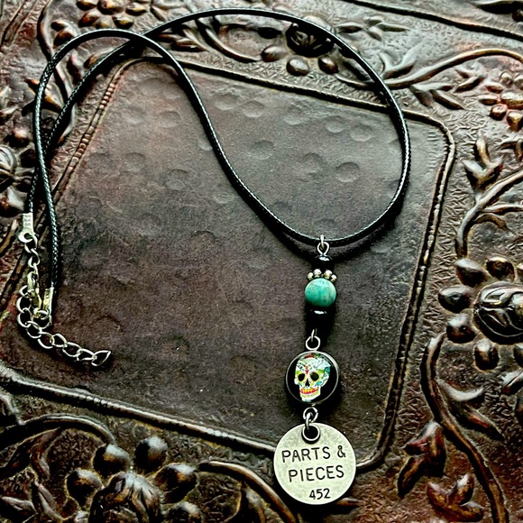 Halloween Parts & Pieces Sugar Skull Token Charm Necklace - Picture 10 of 13